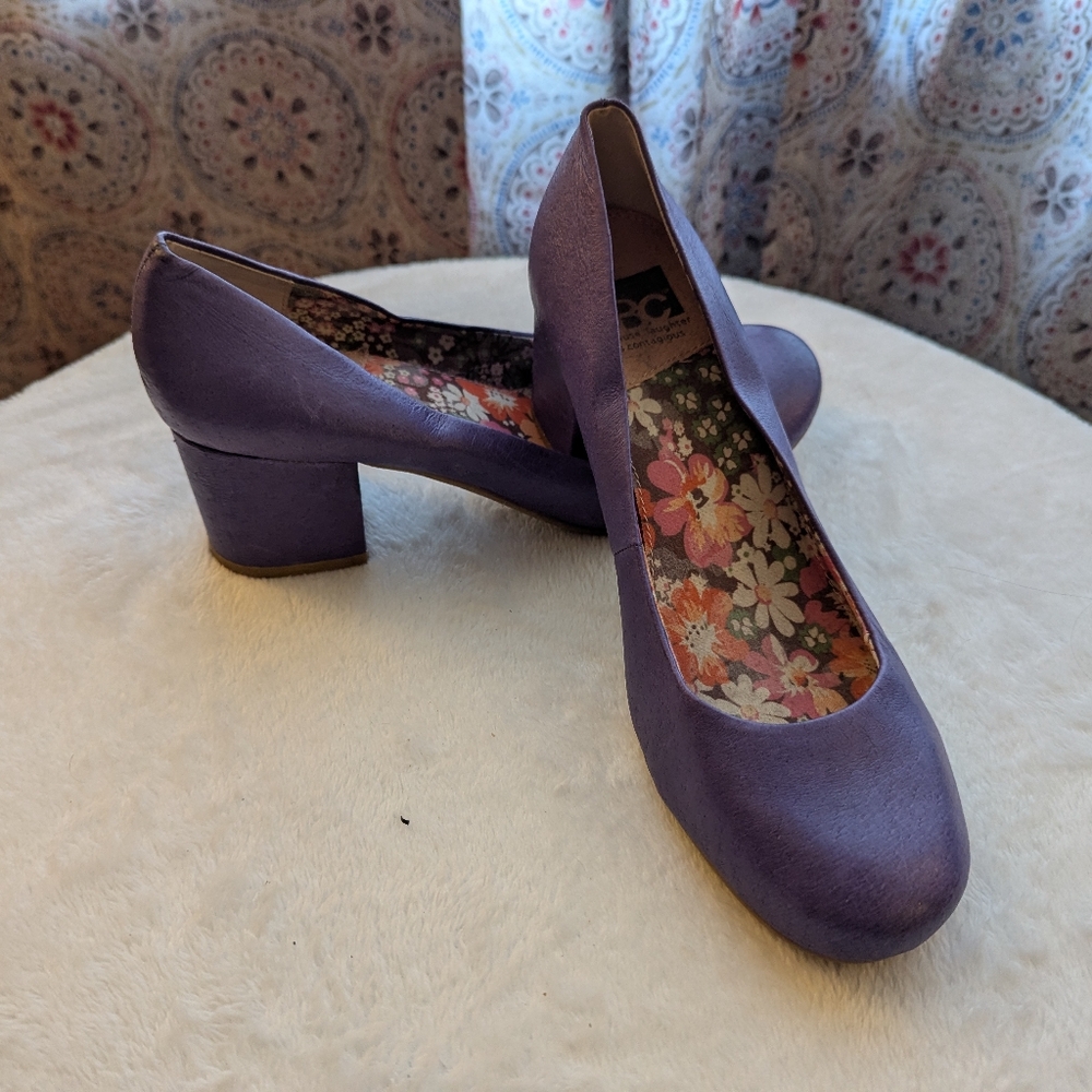 Vintage-look Purple Block Heel Women's Shoes Sz8